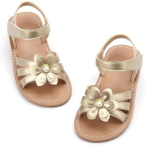 Felix & Flora Toddler Girl Sandals – Little Girl Easter Summer Dress Shoes Lightweight Open Toe Beach Holiday.(Bc264-gold)