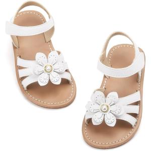 Felix & Flora Toddler Girl Sandals – Little Girl Easter Summer Dress Shoes Lightweight Open Toe Beach Holiday.(Bc264-white)