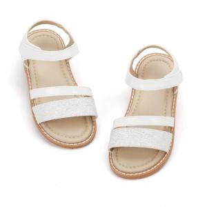 Felix & Flora Toddler Girl Sandals – Little Girl Easter Summer Dress Shoes Lightweight Open Toe Beach Holiday.(Bc265-white)