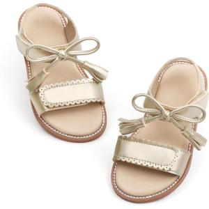 Felix & Flora Toddler Girl Sandals – Little Girl Easter Summer Dress Shoes Lightweight Open Toe Beach Holiday.(Bc282-gold)