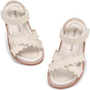 Felix & Flora Toddler Girl Sandals – Little Girl Easter Summer Dress Shoes Lightweight Open Toe Beach Holiday.(Bc286-apricot)