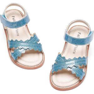 Felix & Flora Toddler Girl Sandals – Little Girl Easter Summer Dress Shoes Lightweight Open Toe Beach Holiday.(Bc286-blue)