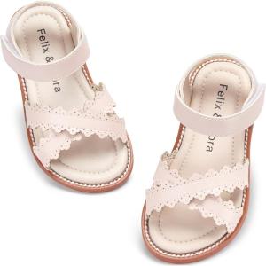Felix & Flora Toddler Girl Sandals – Little Girl Easter Summer Dress Shoes Lightweight Open Toe Beach Holiday.(Bc286-light Pink)