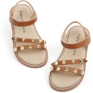 Felix & Flora Toddler Girl Sandals – Little Girl Easter Summer Dress Shoes Lightweight Open Toe Beach Holiday.(Bc292-brown)