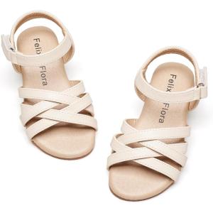 Felix & Flora Toddler Girl Sandals – Little Girl Easter Summer Dress Shoes Lightweight Open Toe Beach Holiday.(Bc294-apricot)