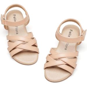 Felix & Flora Toddler Girl Sandals – Little Girl Easter Summer Dress Shoes Lightweight Open Toe Beach Holiday.(Bc294-nude)