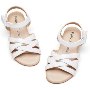 Felix & Flora Toddler Girl Sandals – Little Girl Easter Summer Dress Shoes Lightweight Open Toe Beach Holiday.(Bc294-white)