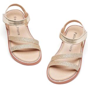 Felix & Flora Toddler Girl Sandals – Little Girl Easter Summer Dress Shoes Lightweight Open Toe Beach Holiday.(Bc296-glitter Gold)