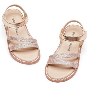 Felix & Flora Toddler Girl Sandals – Little Girl Easter Summer Dress Shoes Lightweight Open Toe Beach Holiday.(Bc296-glitter Pink)