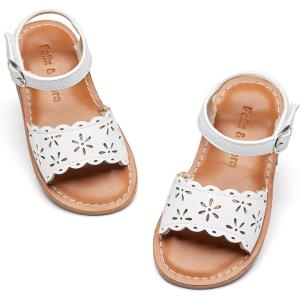 Felix & Flora Toddler Girl Sandals – Little Girl Easter Summer Dress Shoes Lightweight Open Toe Beach Holiday.(Bc307-white)