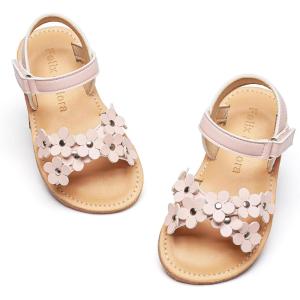 Felix & Flora Toddler Girl Sandals -Flower Girl Dress Shoes Open Toe Little Kid Summer Flats(Bc308-light Pink)