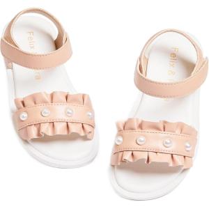 Felix & Flora Toddler Girl Sandals Open Toe Summer Flower Girl Dress Shoes(Bc302-nude)