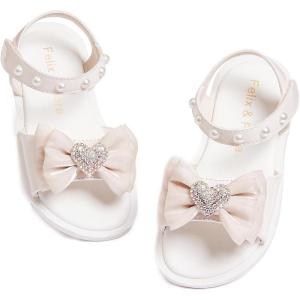 Felix & Flora Toddler Girl Sandals Open Toe Summer Flower Girl Dress Shoes(Bc303-nude)