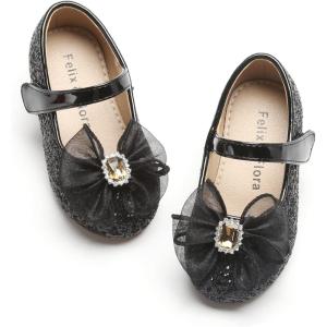 Felix & Flora Toddler Girls Dress Shoes – Little Girl Ballet Mary Jane Flats Party School Wedding(B849-black)