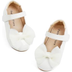 Felix & Flora Toddler Girls Dress Shoes – Little Girl Ballet Mary Jane Flats Party School Wedding(B875-white)