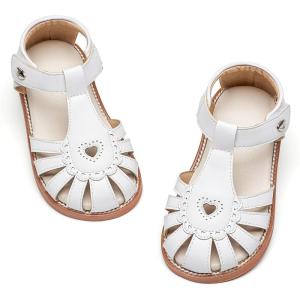 Felix & Flora Toddler Girls Sandals Flower Girl Shoes Soft Rubber Princess Summer Flat Shoes(Bc312-white)