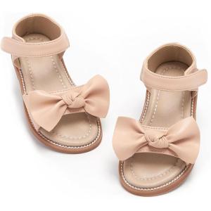 Felix & Flora Toddler Girls Sandals Soft Rubber Flats Summer Baby Flower Girl Shoes.(Bc245-nude)