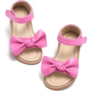 Felix & Flora Toddler Girls Sandals Soft Rubber Flats Summer Baby Flower Girl Shoes.(Bc245-rose)