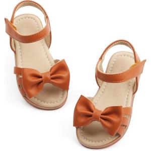 Felix & Flora Toddler Girls Sandals Soft Rubber Flats Summer Baby Flower Girl Shoes.(Bc252-fl Brown)