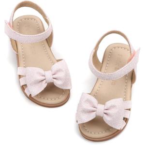 Felix & Flora Toddler Girls Sandals Soft Rubber Flats Summer Baby Flower Girl Shoes.(Bc252-pink)
