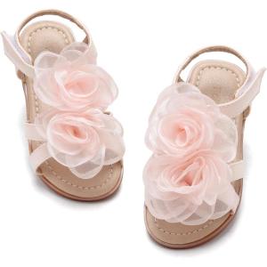 Felix & Flora Toddler Girls Sandals Soft Rubber Flats Summer Baby Flower Girl Shoes.(Bc254-nude Pink)