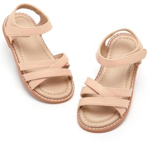 Felix & Flora Toddler Girls Sandals Soft Rubber Flats Summer Baby Flower Girl Shoes.(Bc266-nude)