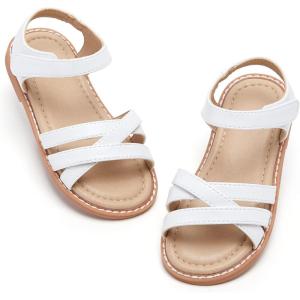 Felix & Flora Toddler Girls Sandals Soft Rubber Flats Summer Baby Flower Girl Shoes.(Bc266-white)