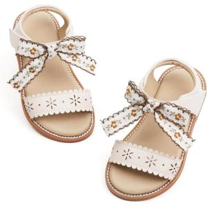 Felix & Flora Toddler Girls Sandals Soft Rubber Flats Summer Baby Flower Girl Shoes.(Bc283-beige)