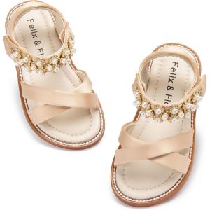 Felix & Flora Toddler Girls Sandals Soft Rubber Flats Summer Baby Flower Girl Shoes.(Bc323-s Dark Nude)