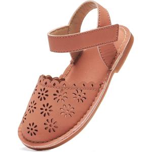 Felix & Flora Toddler Girls Sandals Soft Rubber Princess Flat Shoes Summer Flower Girl Shoes(Bc299-coral)