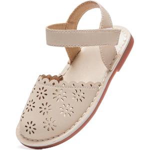 Felix & Flora Toddler Girls Sandals Soft Rubber Princess Flat Shoes Summer Flower Girl Shoes(Bc299-moonbeam)