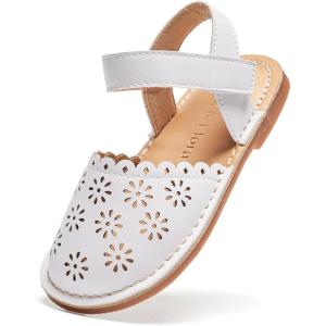 Felix & Flora Toddler Girls Sandals Soft Rubber Princess Flat Shoes Summer Flower Girl Shoes(Bc299-white)