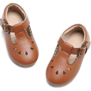 Felix & Flora Toddler Little Girl Flat Oxfords Dress Shoes – Mary Jane Princess for Girl Party School Shoes.(B326-brown)