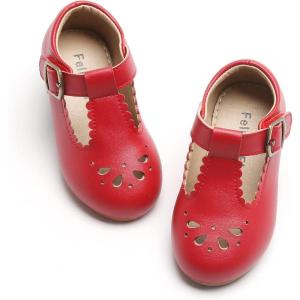 Felix & Flora Toddler Little Girl Flat Oxfords Dress Shoes – Mary Jane Princess for Girl Party School Shoes.(B396-red)