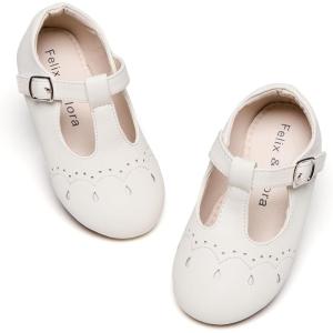 Felix & Flora Toddler Little Girl Flat Oxfords Dress Shoes – Mary Jane Princess for Girl Party School Shoes.(B415-apricot)
