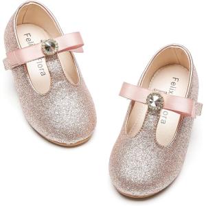 Felix & Flora Toddler Little Girl Flat Oxfords Dress Shoes – Mary Jane Princess for Girl Party School Shoes.(B419-rose Gold)
