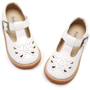 Felix & Flora Toddler Little Girl Mary Jane Dress Shoes – Ballet Flats for Easter Flower Girl Party School Shoes.(B345-white)