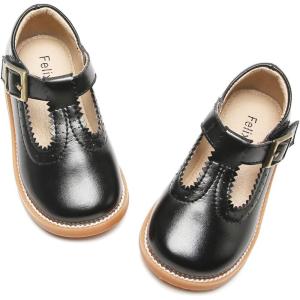 Felix & Flora Toddler Little Girl Mary Jane Dress Shoes – Ballet Flats for Easter Flower Girl Party School Shoes.(B348-black)