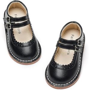 Felix & Flora Toddler Little Girl Mary Jane Dress Shoes – Ballet Flats for Easter Flower Girl Party School Shoes.(B430-black)