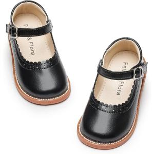 Felix & Flora Toddler Little Girl Mary Jane Dress Shoes – Ballet Flats for Easter Flower Girl Party School Shoes.(B431-black)