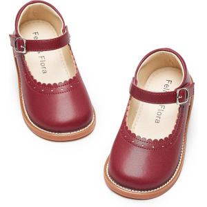 Felix & Flora Toddler Little Girl Mary Jane Dress Shoes – Ballet Flats for Easter Flower Girl Party School Shoes.(B431-burgundy)