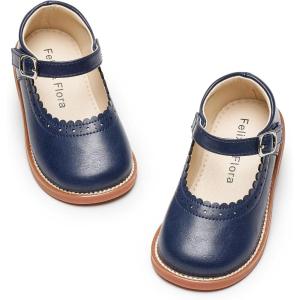 Felix & Flora Toddler Little Girl Mary Jane Dress Shoes – Ballet Flats for Easter Flower Girl Party School Shoes.(B431-navy Blue)