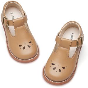 Felix & Flora Toddler Little Girl Mary Jane Dress Shoes – Ballet Flats for Girl Party School Shoes(B366-chestnut)