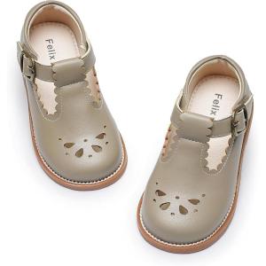 Felix & Flora Toddler Little Girl Mary Jane Dress Shoes – Ballet Flats for Girl Party School Shoes(B366-grey)