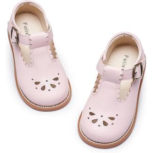Felix & Flora Toddler Little Girl Mary Jane Dress Shoes – Ballet Flats for Girl Party School Shoes(B366-light Pink)