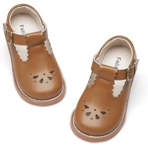 Felix & Flora Toddler Little Girl Mary Jane Dress Shoes – Ballet Flats for Girl Party School Shoes(B366-oxford Brown)