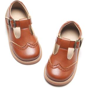 Felix & Flora Toddler Little Girl Mary Jane Dress Shoes – Ballet Flats for Girl Party School Shoes(B368-brown)