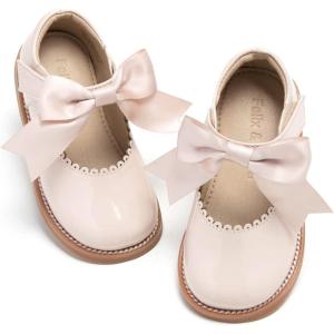 Felix & Flora Toddler Little Girl Mary Jane Dress Shoes – Ballet Flats for Girl Party School Shoes(B380-nude)