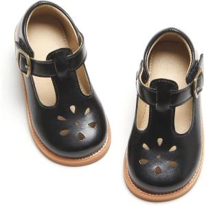 Felix & Flora Toddler Little Girl Mary Jane Dress Shoes – Ballet Flats for Girl Party School Shoes(B383-black)