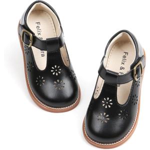 Felix & Flora Toddler Little Girl Mary Jane Dress Shoes – Ballet Flats for Girl Party School Shoes(B392-black)